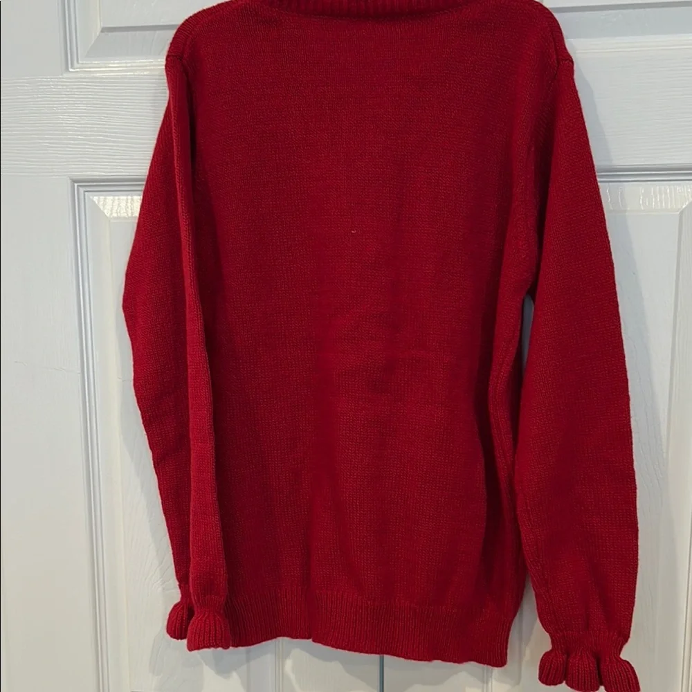 Red Ruffled Button-Up Sweater - Picture 5 of 6